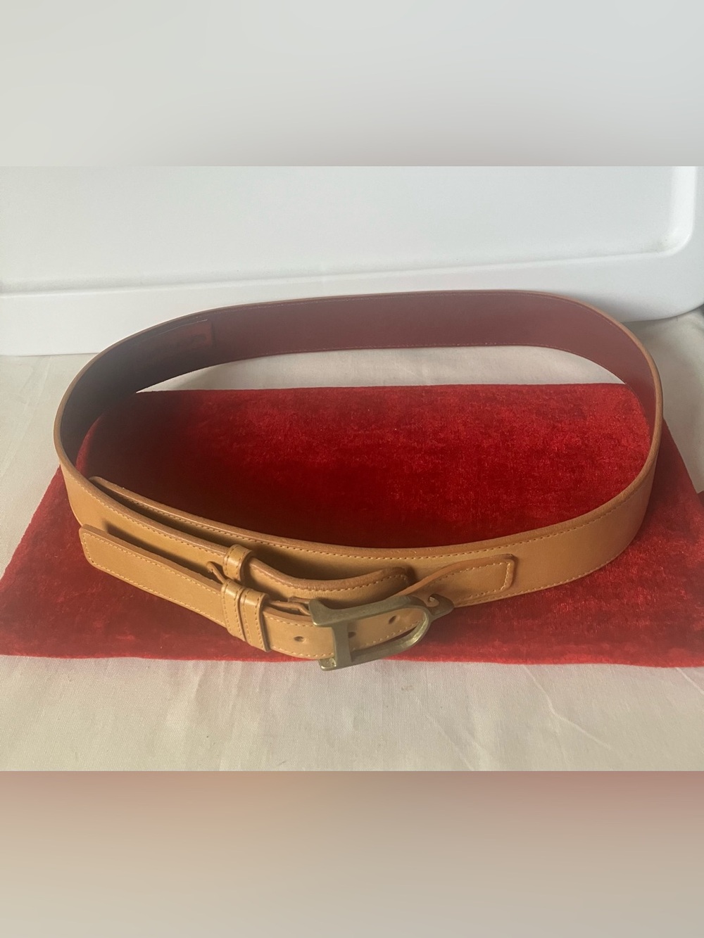 VTG Marley Hodgson Bloomingdales Leather Waist Belt Tan Sz 36.